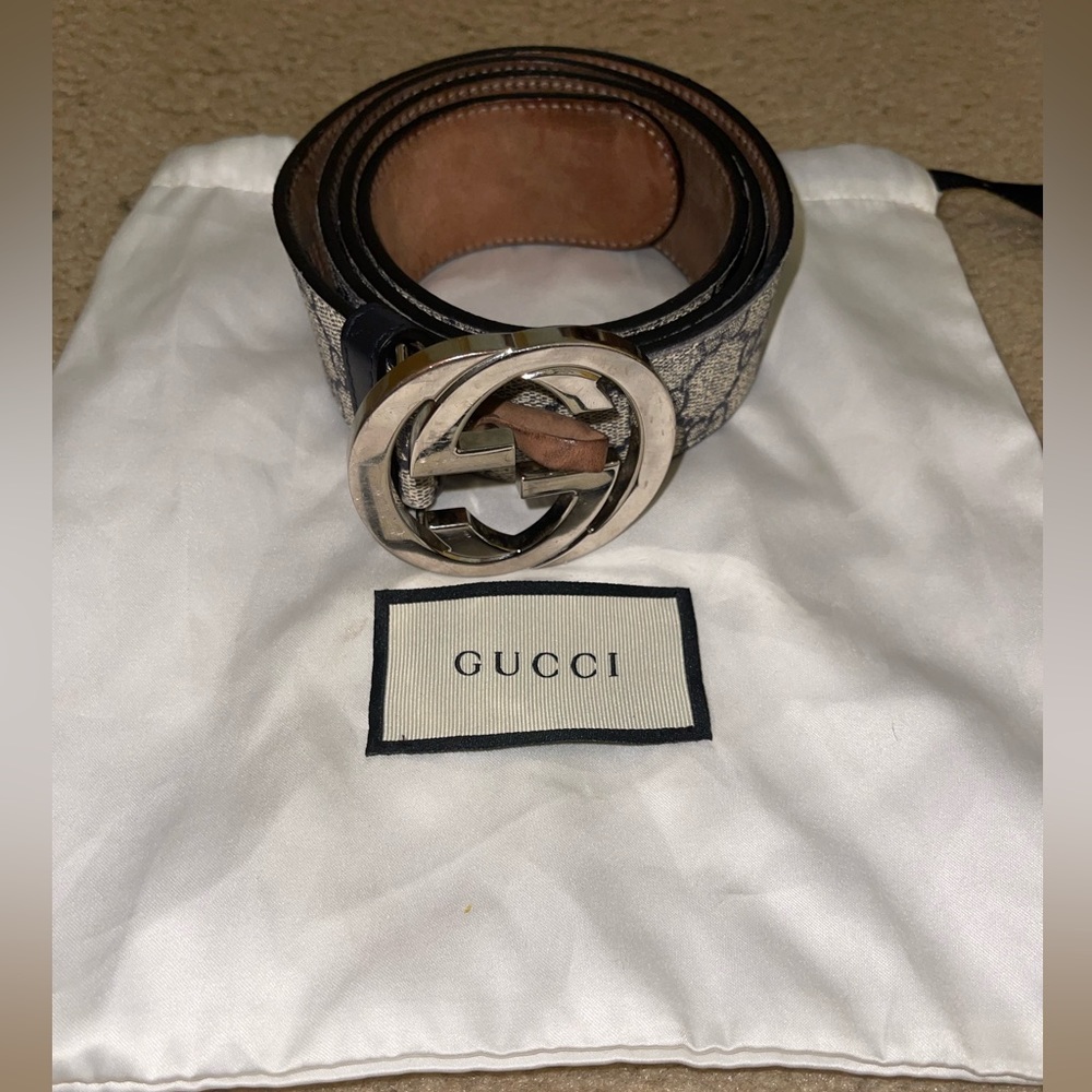 Authentic GG print Gucci belt